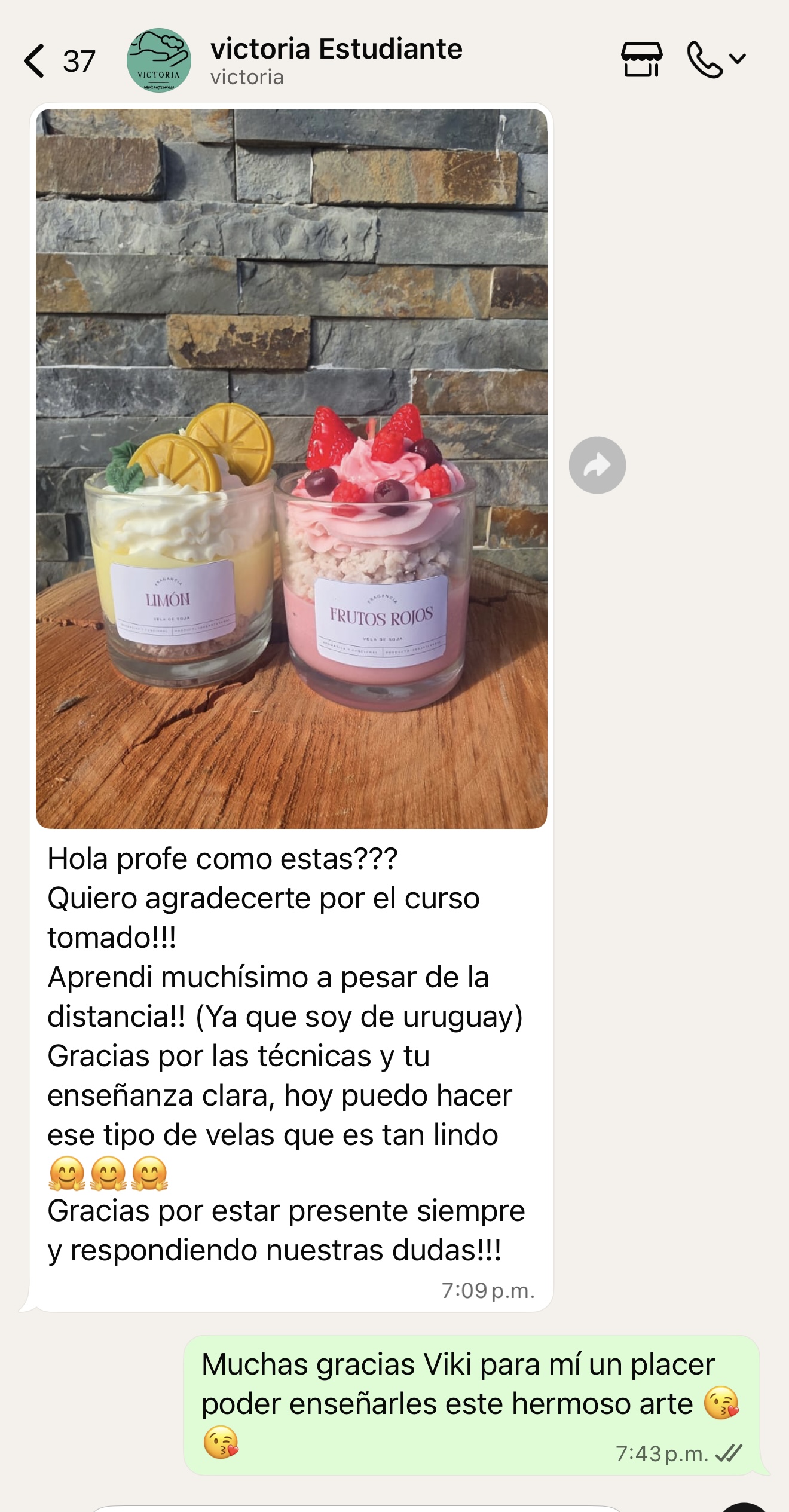 Testimonio de alumna de AmbArt Candles 8